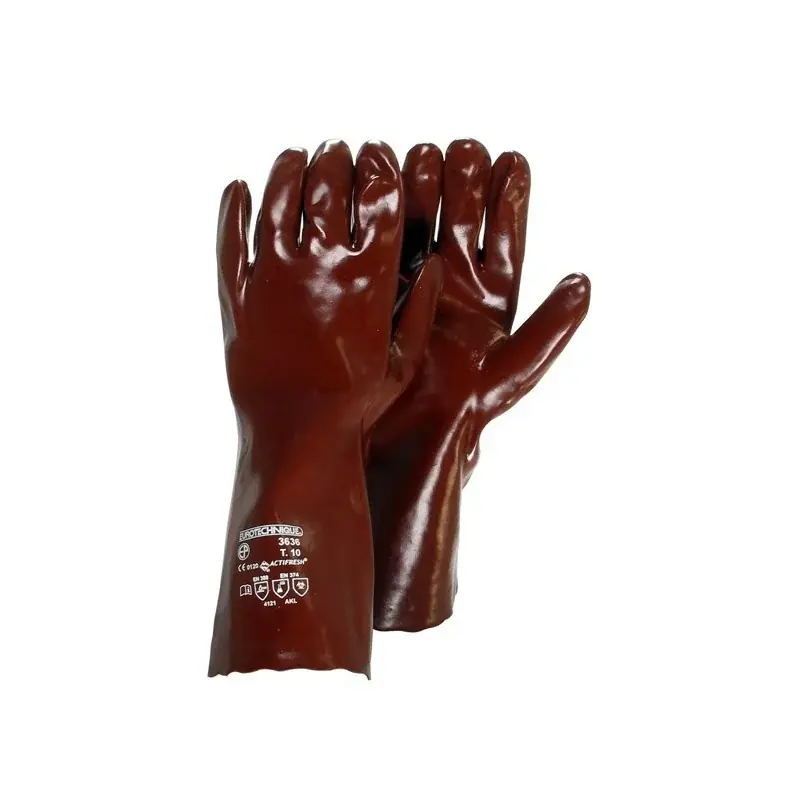 Paire de gants PVC UNIVERSEL protection acide taille L – Norme EN420 – EN388 EN374 Pas Cher