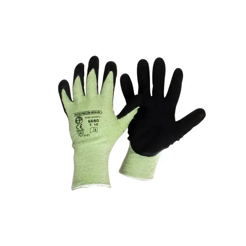 Promotion Saisonnière Gants d‘atelier UNIVERSELLE bambou / nylon et spandex avec paume en nitrille – Norme EN420 – EN388