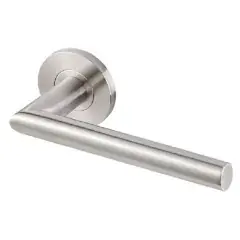 Dernier Modèle Ensemble béquille double sur rosace Ovalis forme L inox brossé – VACHETTE – 080877