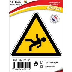 Promotion Panneau ‘‘Danger de chute‘‘ vinyle adhésif triangle 100mm – NOVAP – 4032115