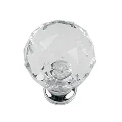 Bouton à facettes de diamètre 28mm acrilyque transparent/chromé – CADAP – 00610/4S Prix Choc
