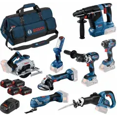 Pack 8 outils 18V + 4 batteries 5Ah + chargeur + sac à outils – BOSCH – 0615A5004A Solde