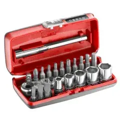 Coffret douilles 1/4‘‘ 6 pans métriques et embouts 23 pièces – FACOM – R1PICOPB Pas Cher