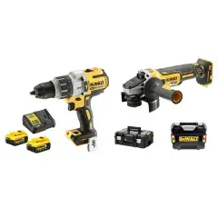 Pack 2 outils 18V (DCD996 – DCG405) + 2 batteries 5Ah + chargeur + coffret TSTAK – DEWALT – DCK2090P2T Haute Qualité