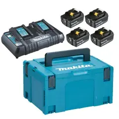 Pack Energie 4 batteries 18 V 6 Ah BL1860B + chargeur double DC18RD en coffret MAKPAC III – MAKITA – 198091-4 Offre Du Jour