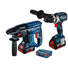 Authentique Pack de 2 outils 18V (GSR 18V-110 + GBH 18V-21) + 2 batteries 5Ah + chargeur + coffret L-BOXX – BOSCH