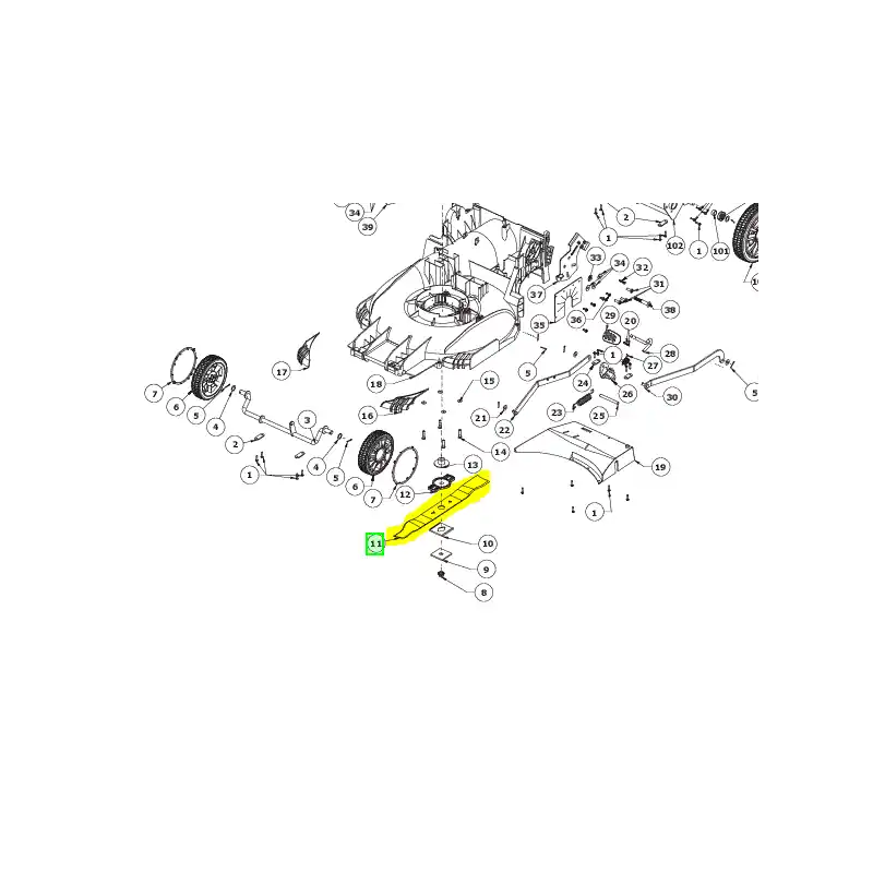 Lame 46cm pour tondeuse RYOBI RLM36X46L5F / RLM36X46S5 Pas Cher