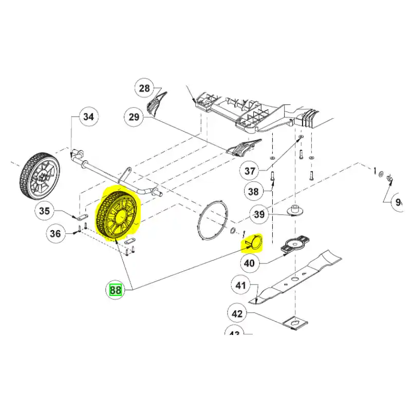 Roue avant tondeuses RYOBI RLM18X41H240 / RY18LMX40A-240 Acheter En Ligne