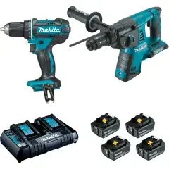 Dernière Chance Pack de 2 outils LXT 18V (DDF482 + DHR264) + 4 batteries 5Ah + chargeur – MAKITA – DLX2138PTJ