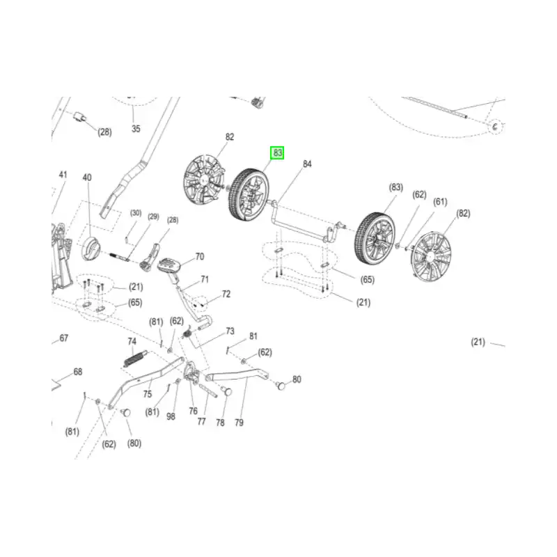 Roue arrière pour tondeuses RYOBI RLM15E36H / RLM18X36H250 Bon Marché