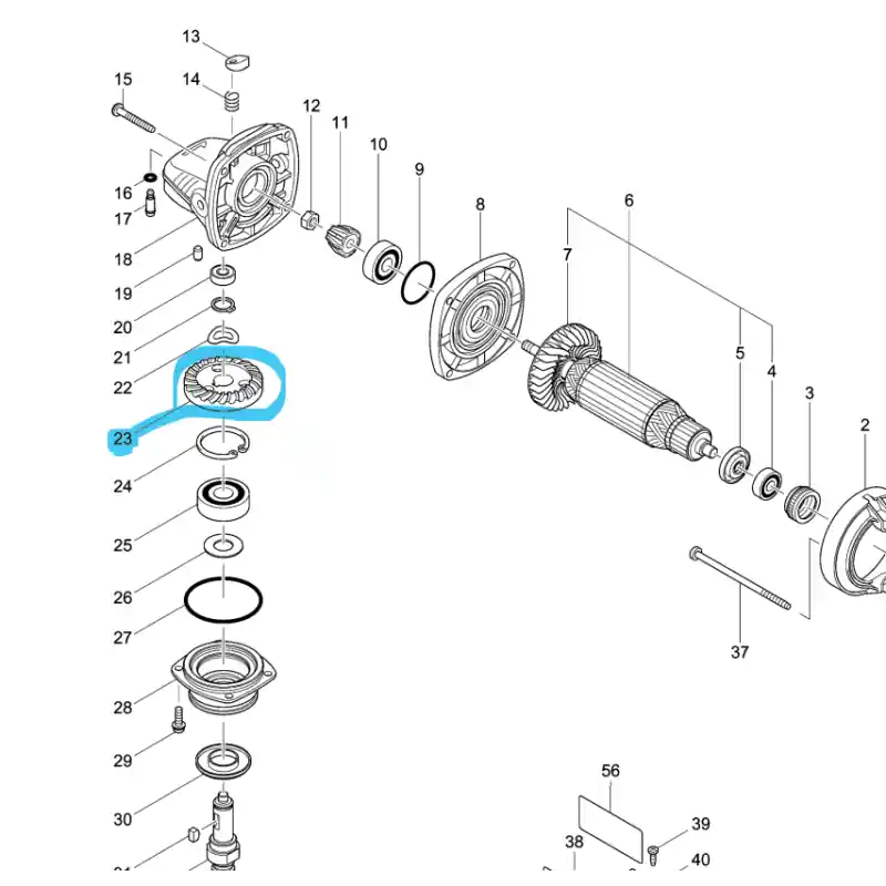 Pignon de renvoi d‘angle meuleuse MAKITA 9557HNR – 9558HNR Jusqu&rsquo;à Épuisement Des Stocks