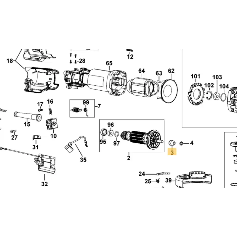 Commander Vite Pignon de sortie moteur meuleuses DEWALT DWE4204 / DWE46107