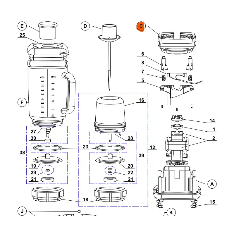 Support de cuve pour MAGIMIX POWER BLENDER Meilleure Vente