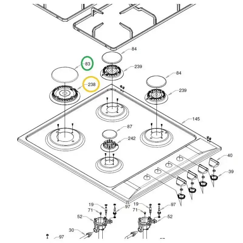 Support de chapeau Z01A74 GLEM GTL64AIX, GTL64AIXA, GTL64AIXGN, GTL64AWH Usine Directe