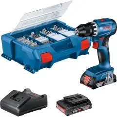 Offre Limitée Perceuse-visseuse 18V GSR 18V-45 avec accessoires + 2 batteries 2Ah + chargeur + coffret L-CASE PICK & CLICK – BOSCH – 06019K3205