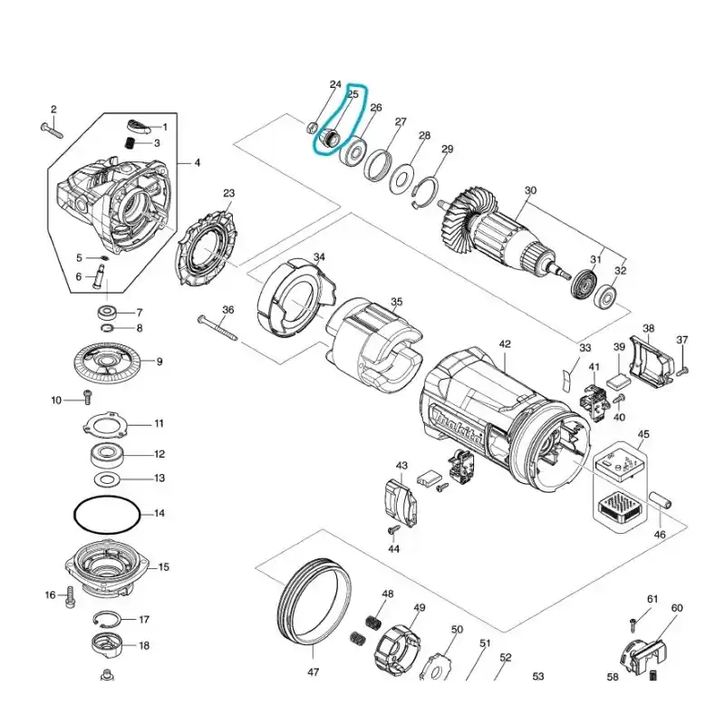 Remise Pignon sortie moteur meuleuses MAKITA GA9060 – GA9071