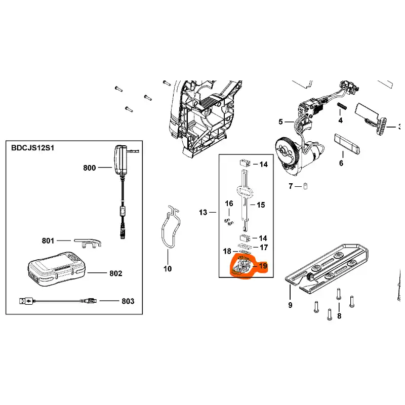Fixation lame N537134 scie sauteuse BLACK & DECKER BCS601 / BDCJS12 Acheter Direct