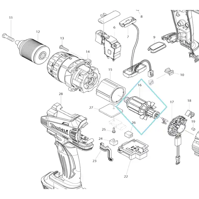 Induit pour perceuse / visseuse MAKITA BDF458 – DHP458 Bon Plan