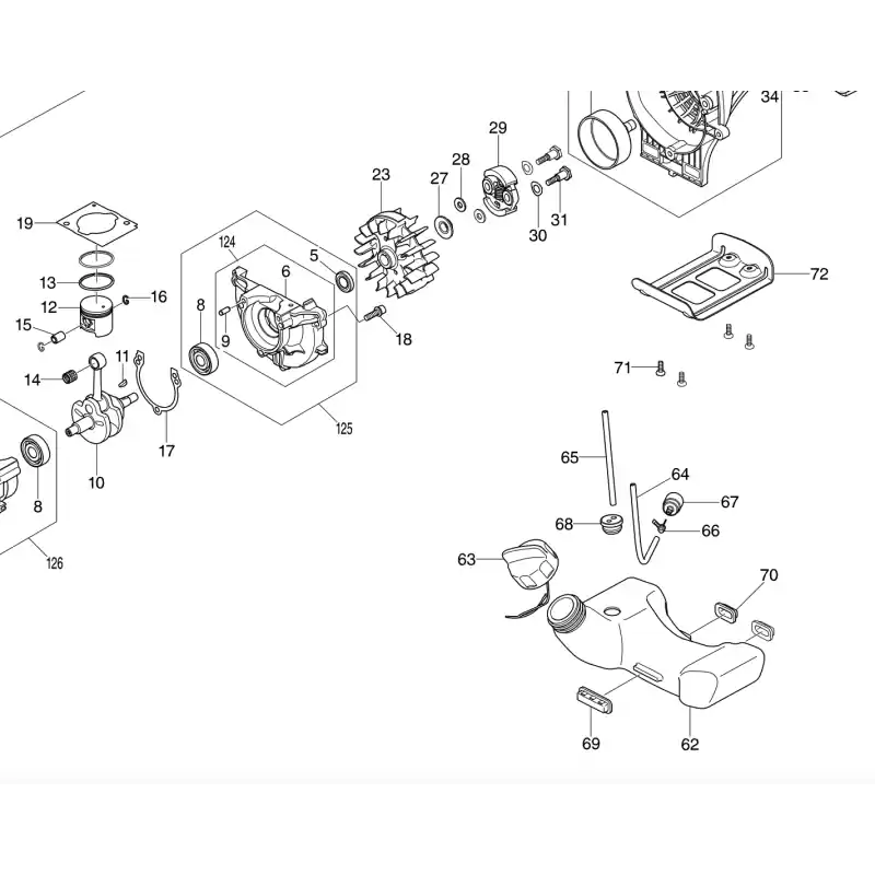 Reservoir d‘essence pour débroussailleuse MAKITA EM2600U Vente Flash