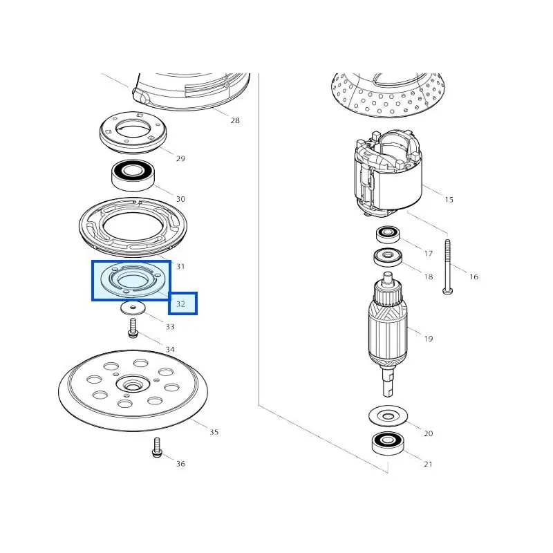 Couvercle du boîtier de roulement ponceuses MAKITA BO5030 – BO5041 Vente Flash