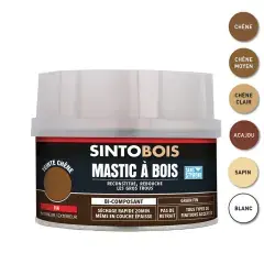 Mastic à bois SINTOBOIS fin blanc 190g + 8g – SINTO – 33890 Authentique