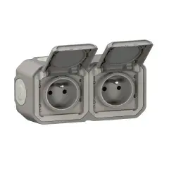 Must-Have Double prise de court PLEXO 2 x 2P+T horizontal en saillie (boite de 5) – LEGRAND – 069768L