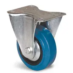 Usine Directe Roulette Portroll caoutchouc bleu à platine fixe 100mm – GUITEL HERVIEU – 604045