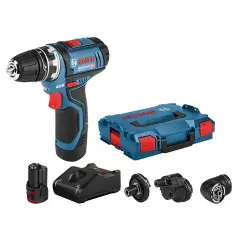 Dernier Modèle Perceuse-visseuse 12V GSR 12V-15 FC + 2 batteries 2Ah + chargeur rapide + coffret L-Boxx – BOSCH – 06019F6000