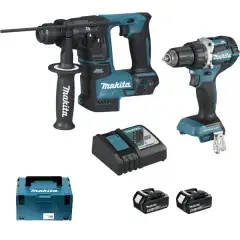 Réduction Pack de 2 outils 18V Perceuse visseuse DDF484 + Perforateur DHR171 + 2 batteries 5Ah + chargeur + coffret MAKPAC – MAKITA – DLX2271TJ