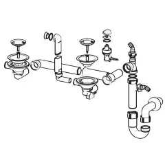 Siphon et bonde avec bouchon-chaînette D70 pour évier 2 cuves – FRANKE – 112.0081.812 Retour Gratuit