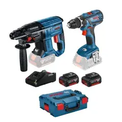 Pack de 2 outils 18V (GSR 18V-28-GBH 18V-21) + 2 batteries 4Ah + chargeur + coffret L-BOXX – BOSCH – 0615990M0R Prix Choc