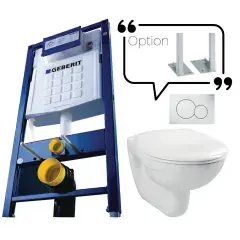 Dernier Modèle Bâti-support avec cuvette suspendu + abattant + plaque sans jeu de pieds autoportant – GEBERIT – PROMO