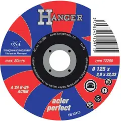 Réduction Disque à tronçonner droit pour métaux 125 x 3mm AS 24 R – HANGER – 150006