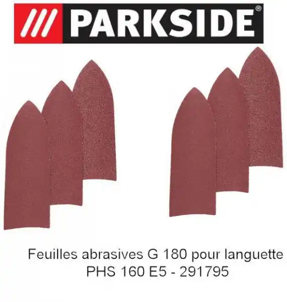 Commander Vite Feuilles Abrasives 6Xg180 pour Ponçeuse PARKSIDE – Lot de 6, Grain 180, Haute Performance