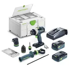 Perceuse-visseuse 18V QUADRIVE TDC 18/4 5,0/4,0 I-Set + 2 batteries 4Ah / 5Ah + chargeur + coffret SYSTAINER SYS3 – FESTOOL – 577612 Réduction