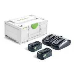 Set énergie Sys 18V avec 2 batteries 5Ah + chargeur rapide TCL 6 Duo + Systainer SYS3 – FESTOOL – 577707 Nouvelle Collection
