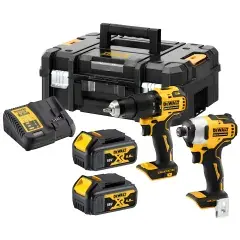 Pack de 2 outils 18V (DCD709/DCF809) + 2 batteries 4Ah + chargeur en coffret DT70708 T-STAK DEWALT DCK2062M2T Petit Prix