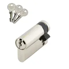 Prix Réduit Demi-cylindre européen 5 goupilles 5G 10x45mm pour fermeture anti-panique laiton nickelé 3 clés – HERACLES – C100112