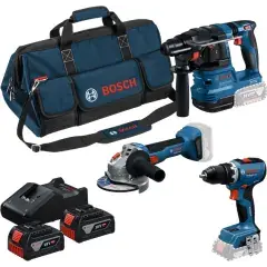 Set de 3 outils 18V (GSR 18V-65 + GWS 18V-8 + GBH 18V-22) + 2 batteries 4Ah + chargeur rapide + sac de transport – BOSCH – 0615A50094 Top Vente