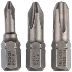 Paiement Sécurisé Jeu de 3 embouts de vissage PH1/PH2/PH3 25mm - BOSCH - 2607001752